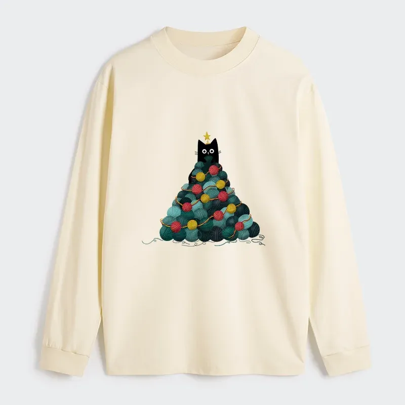 Tokyo-Tiger Yarn Christmas Tree Cat Classic Long Sleeve T-Shirt