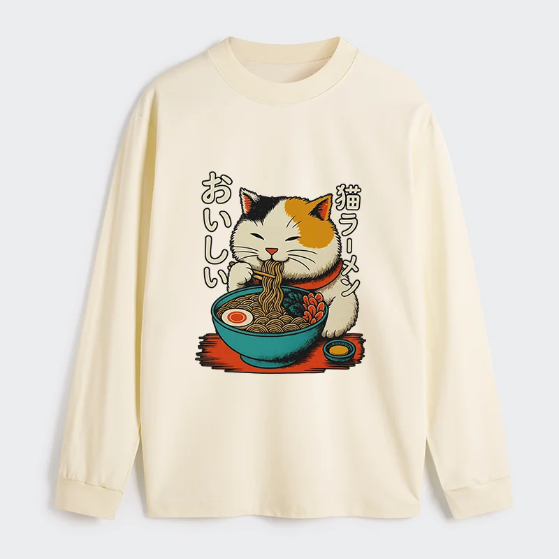 Tokyo-Tiger Cute Eat Eating Japanese Ramen Classic Long Sleeve T-Shirt