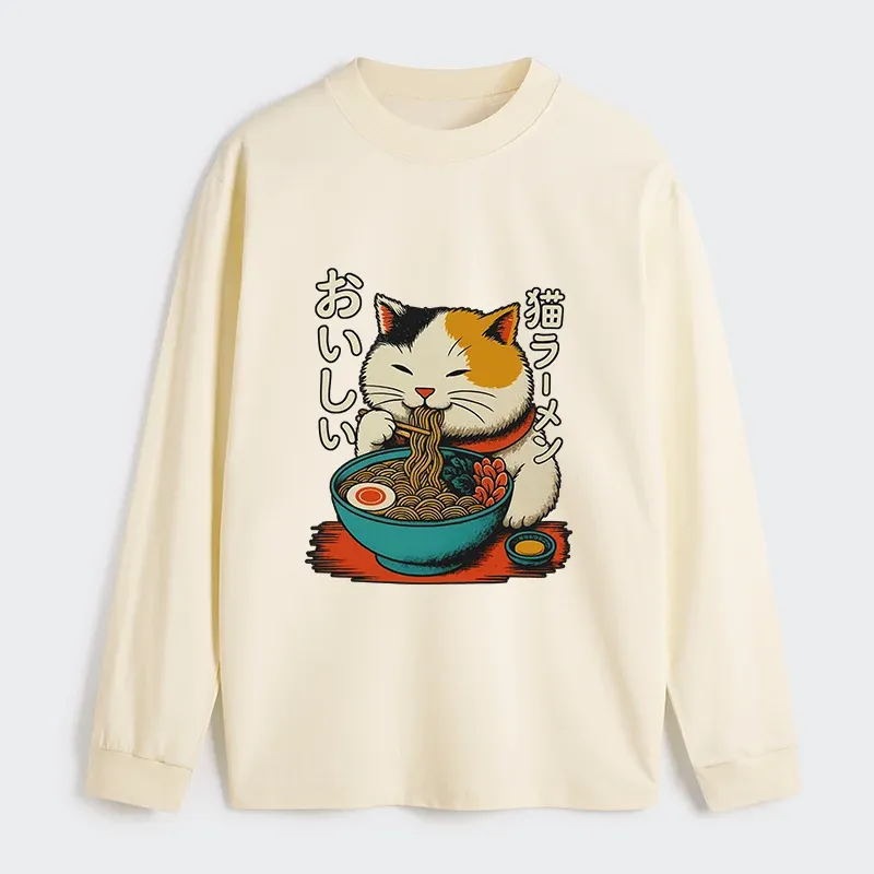 Tokyo-Tiger Cute Eat Eating Japanese Ramen Classic Long Sleeve T-Shirt