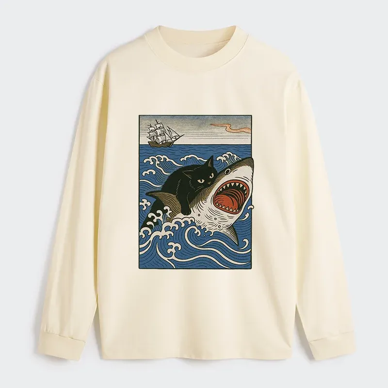 Tokyo-Tiger Cat Hunting Shark Classic Long Sleeve T-Shirt