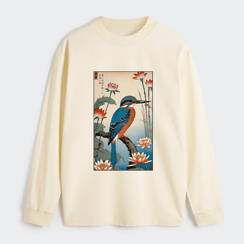 Tokyo-Tiger Ukiyo-e Kingfisher Classic Long Sleeve T-Shirt