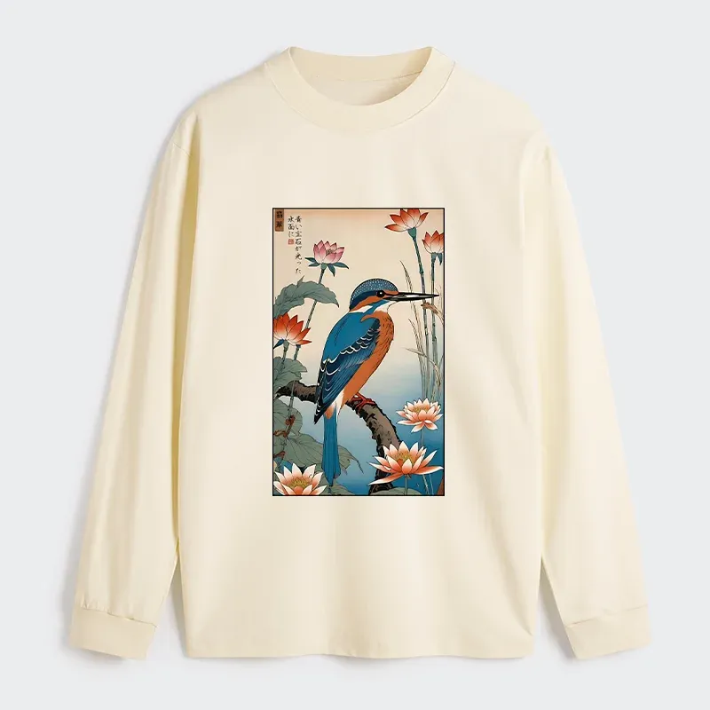 Tokyo-Tiger Ukiyo-e Kingfisher Classic Long Sleeve T-Shirt
