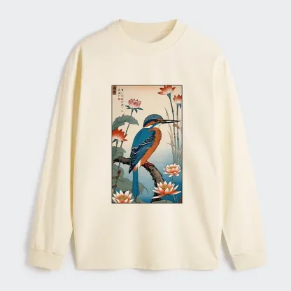 Tokyo-Tiger Ukiyo-e Kingfisher Classic Long Sleeve T-Shirt