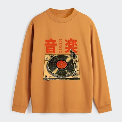 Tokyo-Tiger Retro Music Record Player Classic Long Sleeve T-Shirt