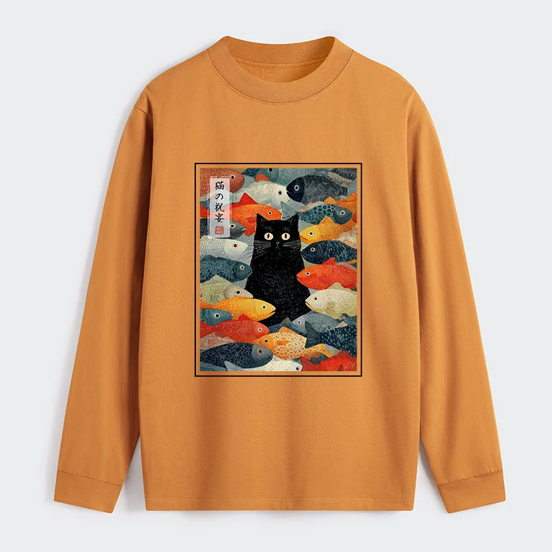 Tokyo-Tiger The Cat's Feast of Fish Classic Long Sleeve T-Shirt