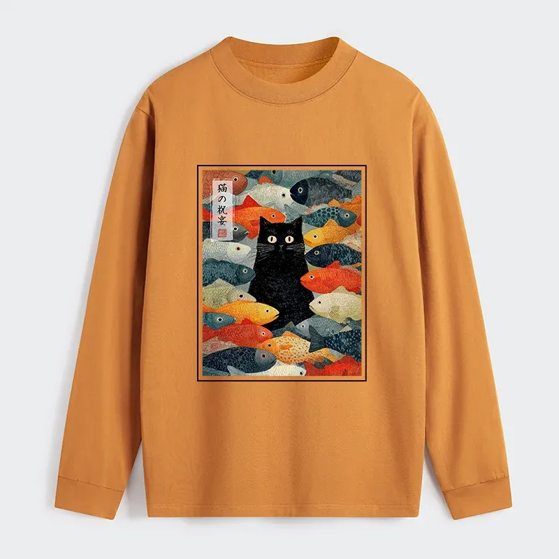 Tokyo-Tiger The Cat's Feast of Fish Classic Long Sleeve T-Shirt