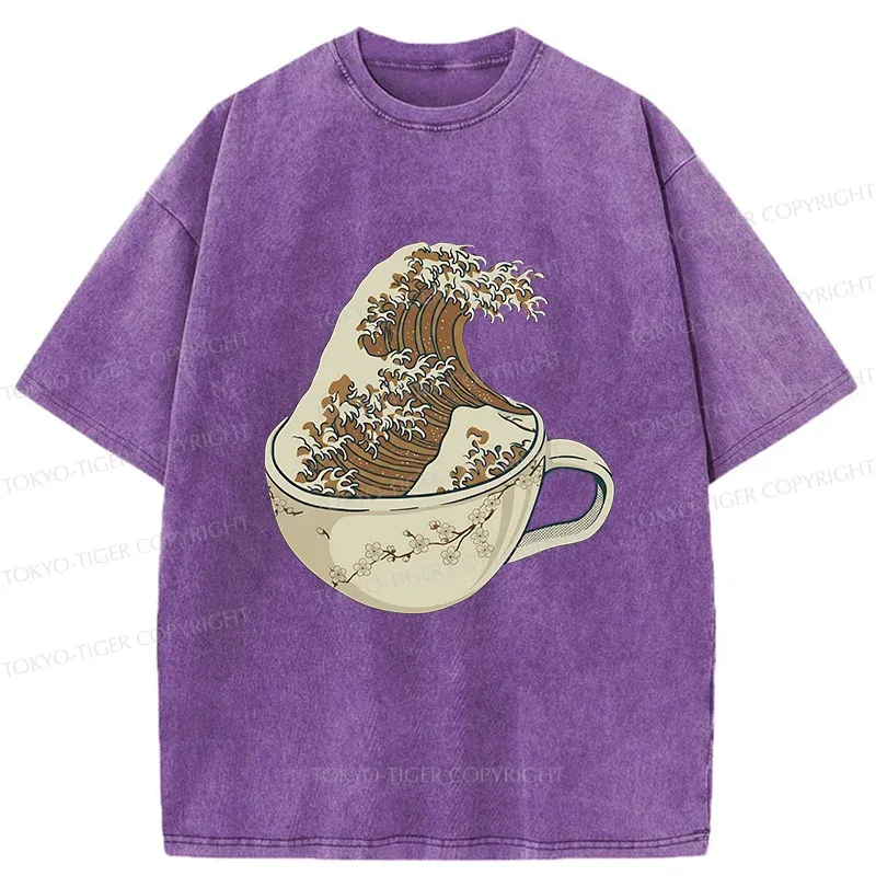 Tokyo-Tiger Waves In The Coffee Cup Washed T-Shirt Sale