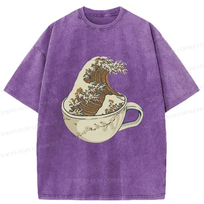 Tokyo-Tiger Waves In The Coffee Cup Washed T-Shirt
