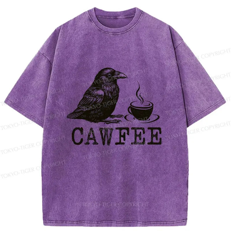 Tokyo-Tiger Cawfee Funny Washed T-Shirt