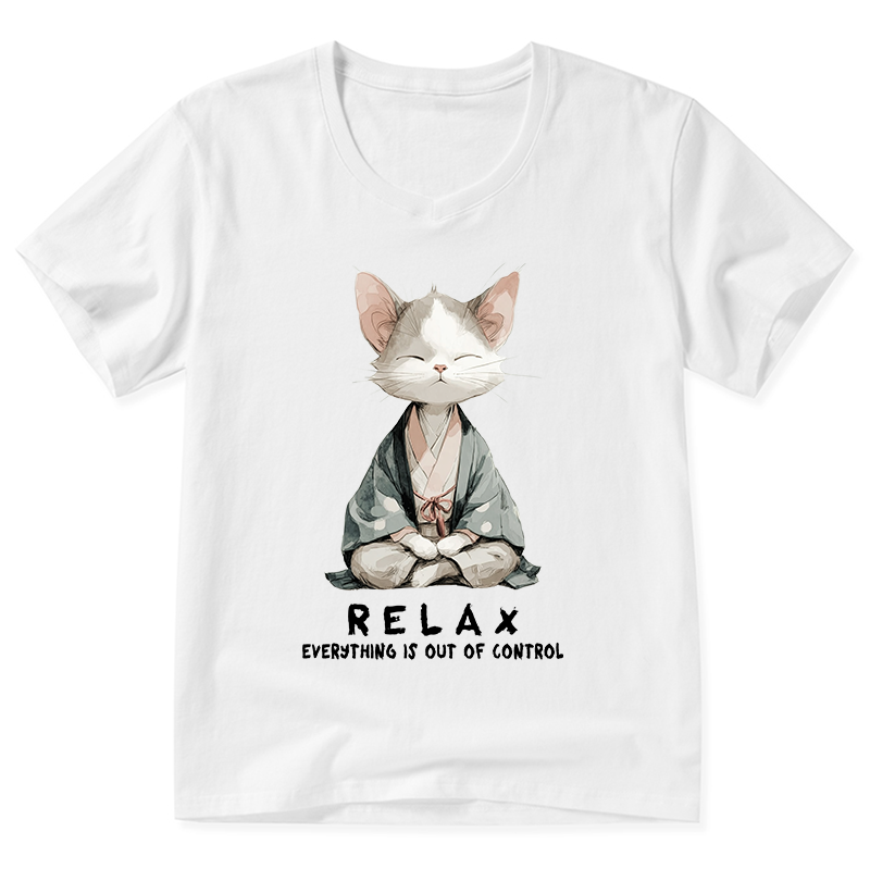 Tokyo-Tiger Zen Cat Relaxation，Everything's Out Of Control V-Neck Classic T-Shirt