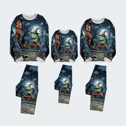 Tokyo-Tiger Frog Riding A Balance Scooter Family Pajama Sets