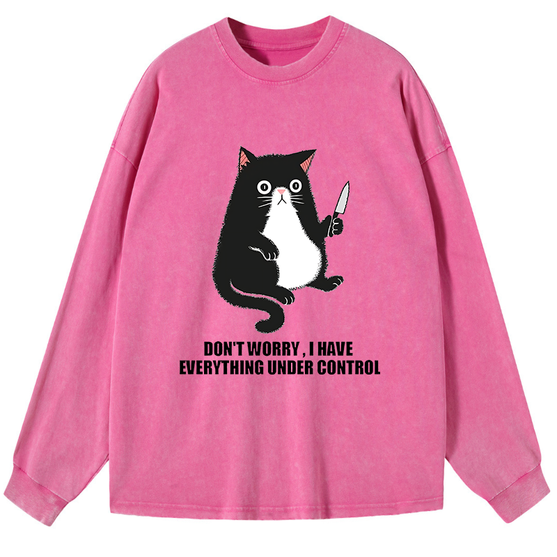 Tokyo-Tiger Cat Said Don't Worry Washed Long Sleeve T-Shirt