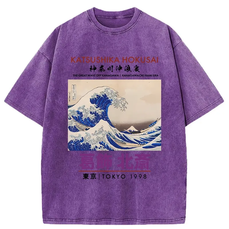 Tokyo-Tiger Katsushika Hokusai Japan Washed T-Shirt