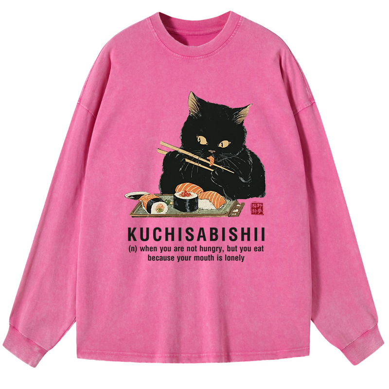 Tokyo-Tiger Cat：Not Hungry, Just Bored Washed Long Sleeve T-Shirt