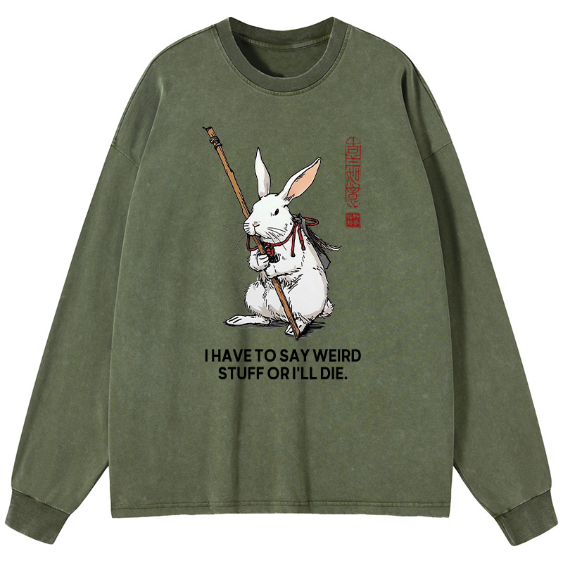 Tokyo-Tiger Rabbit Gotta Say Weird Stuff Or Die Washed Long Sleeve T-Shirt