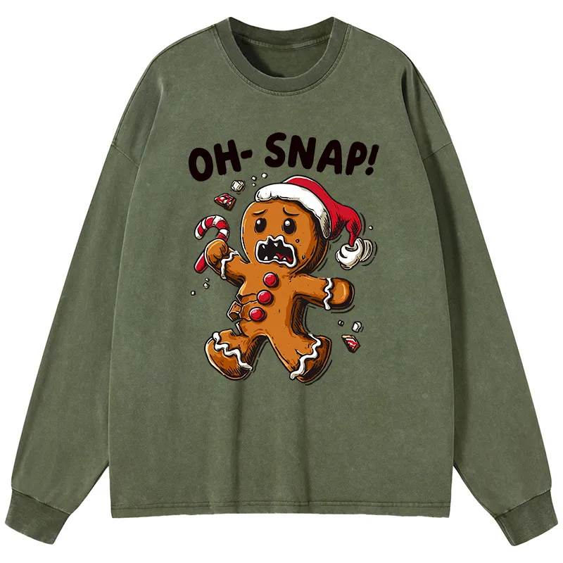 Tokyo-Tiger Oh Snap The Gingerbread Man's Christmas Chaos Washed Long Sleeve T-Shirt
