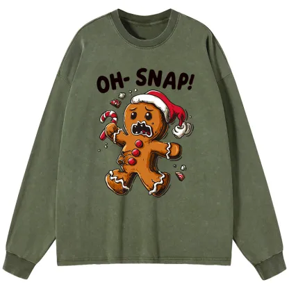 Tokyo-Tiger Oh Snap The Gingerbread Man's Christmas Chaos Washed Long Sleeve T-Shirt