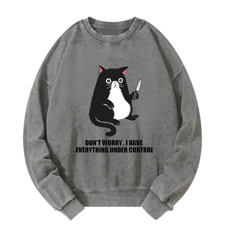 Tokyo-Tiger Cat Said Don't Worry Washed Sweatshirt
