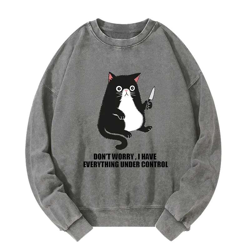 Tokyo-Tiger Cat Said Don't Worry Washed Sweatshirt