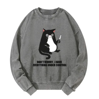 Tokyo-Tiger Cat Said Don't Worry Washed Sweatshirt