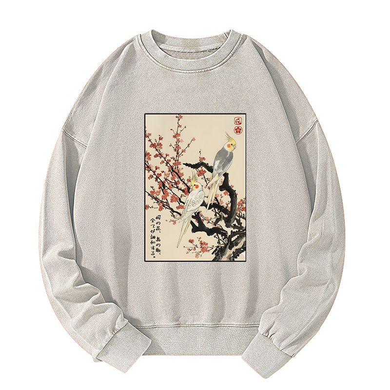 Tokyo-Tiger Whispers of Silent Blossoms Washed Sweatshirt