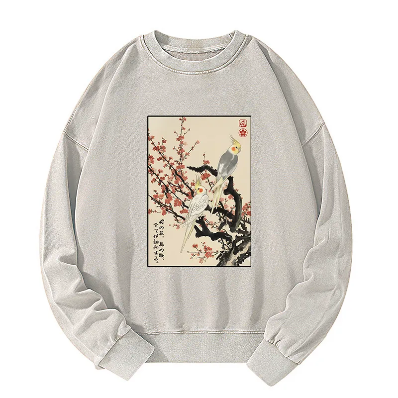 Tokyo-Tiger Whispers of Silent Blossoms Washed Sweatshirt
