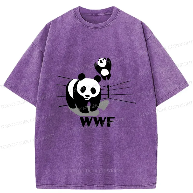 Tokyo-Tiger Wrestling Pandas Meme Washed T-Shirt