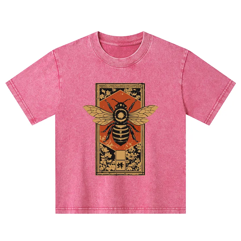 Tokyo-Tiger Japanese Bee Art Kids Washed T-Shirt