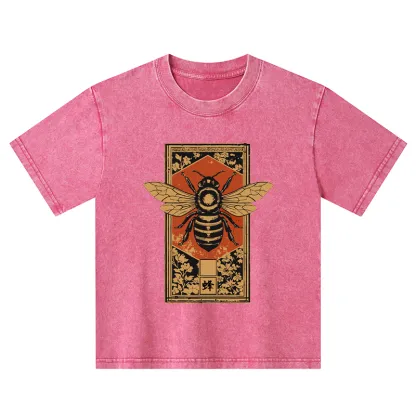 Tokyo-Tiger Japanese Bee Art Kids Washed T-Shirt