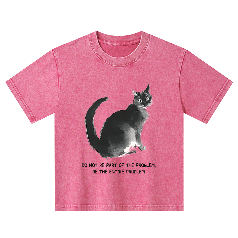 Tokyo-Tiger Funny Cat Be The Entire Problem Kids Washed T-Shirt
