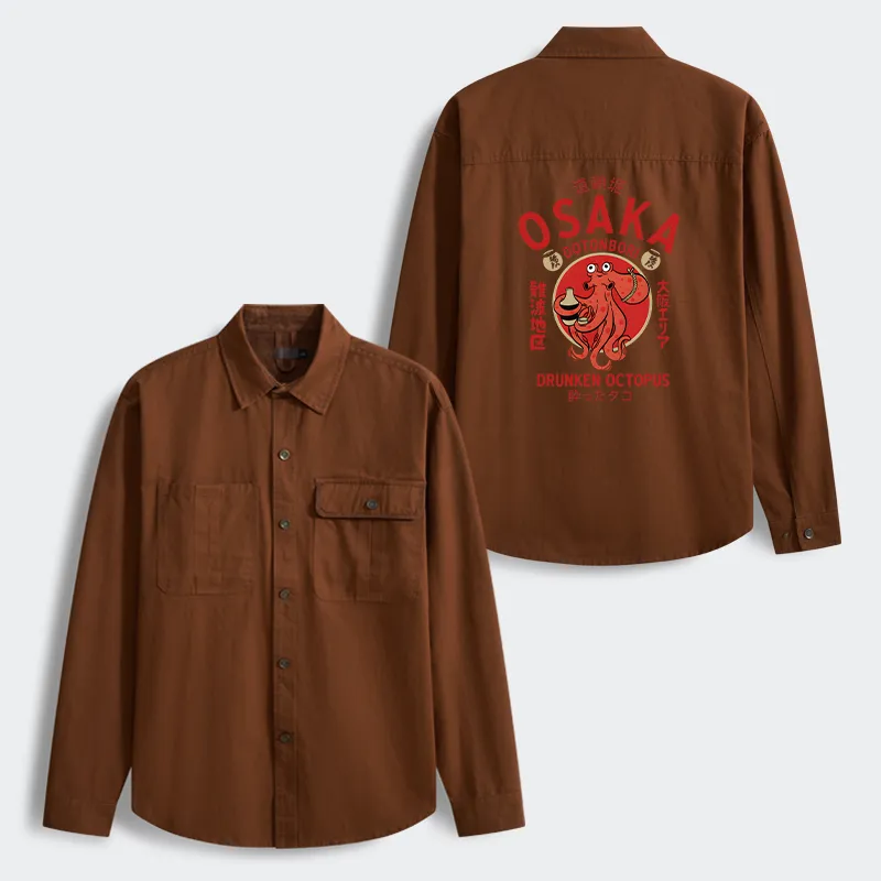 Tokyo-Tiger Drunken Octopus Japan Men's Corduroy Work Jacket