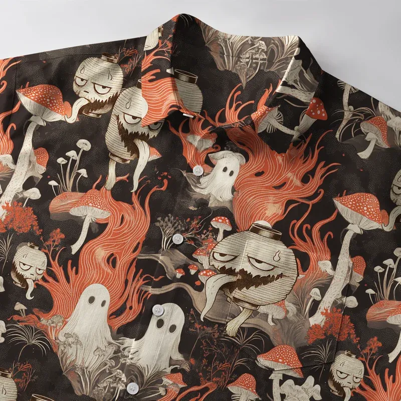 Tokyo-Tiger Japanese Lantern Ghost Button-up Shirt