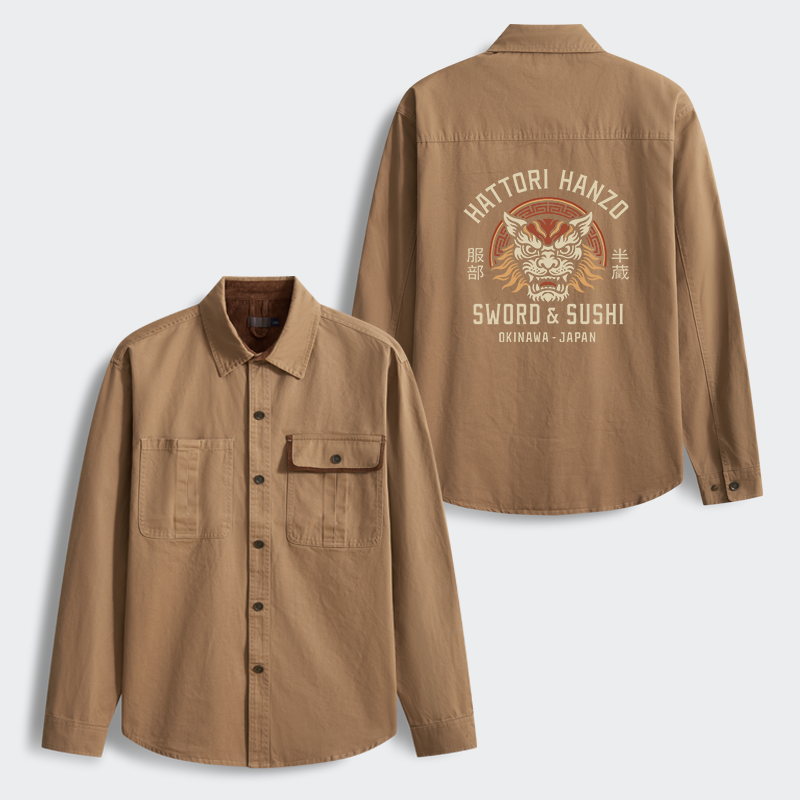 Tokyo-Tiger Hattori Lion Japanese Samurai Men's Corduroy Work Jacket
