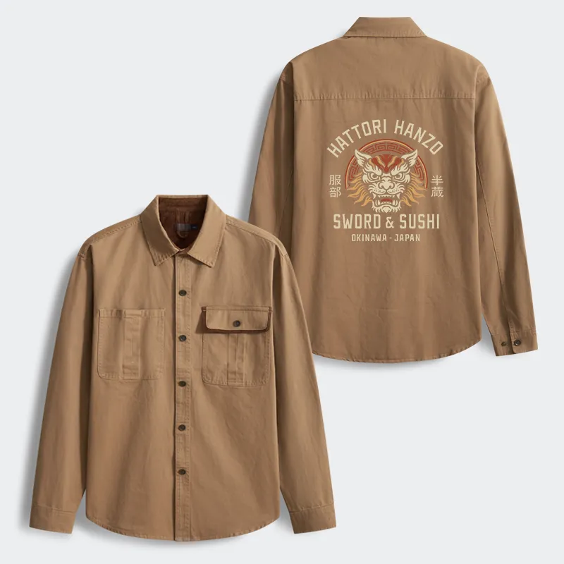 Tokyo-Tiger Hattori Lion Japanese Samurai Men's Corduroy Work Jacket