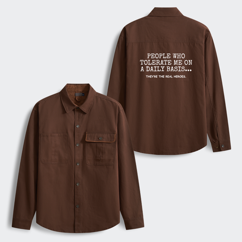 Tokyo-Tiger Anyone Who Puts Up With Me Is A Hero Men's Corduroy Work Jacket
