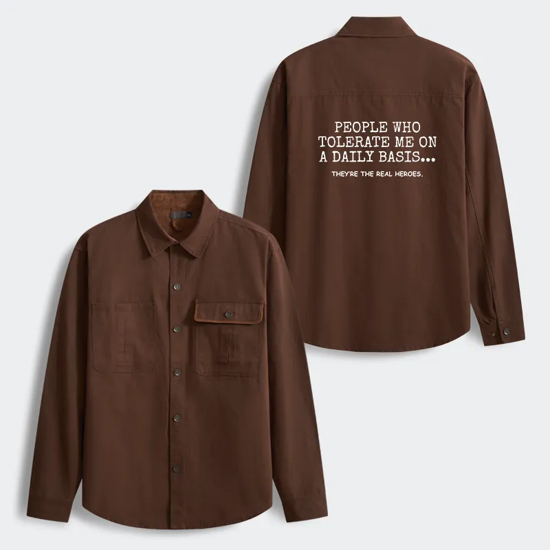 Tokyo-Tiger Anyone Who Puts Up With Me Is A Hero Men's Corduroy Work Jacket