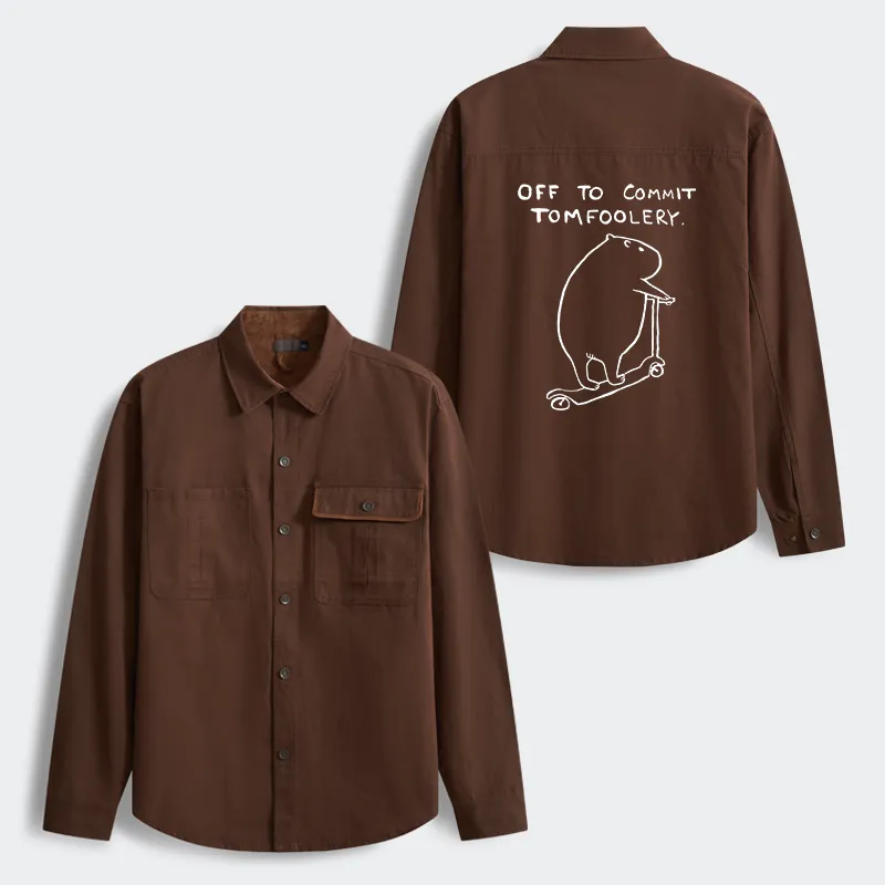 Tokyo-Tiger Capybara Is Ready To Do Something Bad Men's Corduroy Work Jacket