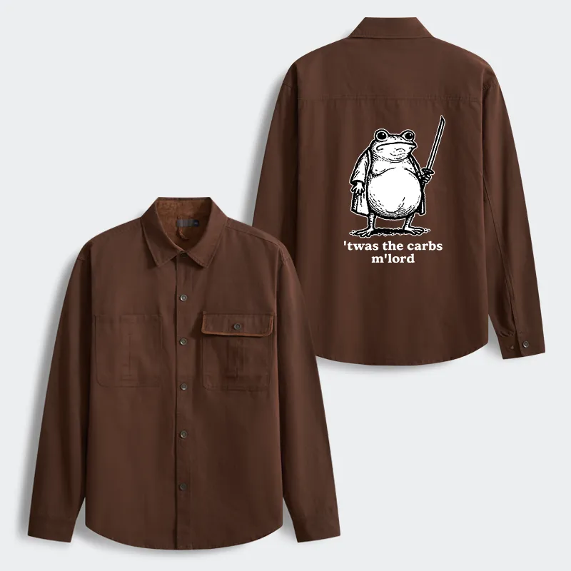 Tokyo-Tiger Funny Fat Samurai Frog Men's Corduroy Work Jacket