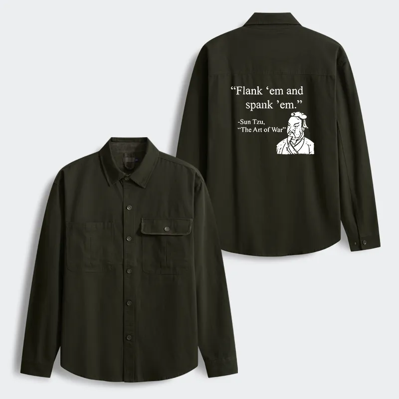 Tokyo-Tiger The Art Of War Funny Men's Corduroy Work Jacket