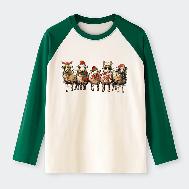 Tokyo-Tiger Christmas Sheep Raglan Long Sleeve T-shirt
