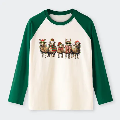 Tokyo-Tiger Christmas Sheep Raglan Long Sleeve T-shirt