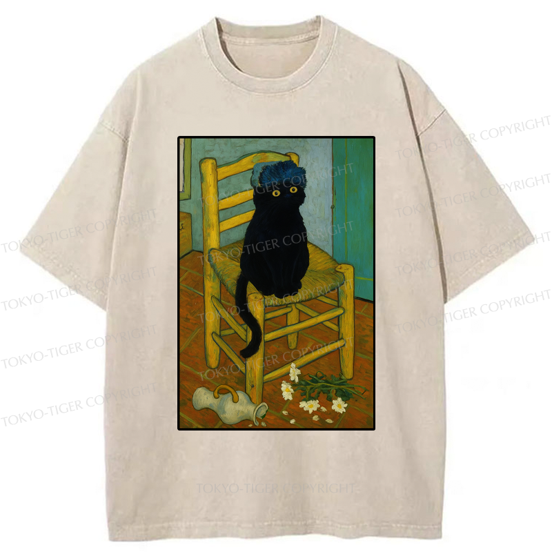 Tokyo-Tiger Black Cat or Van Gogh Washed T-Shirt