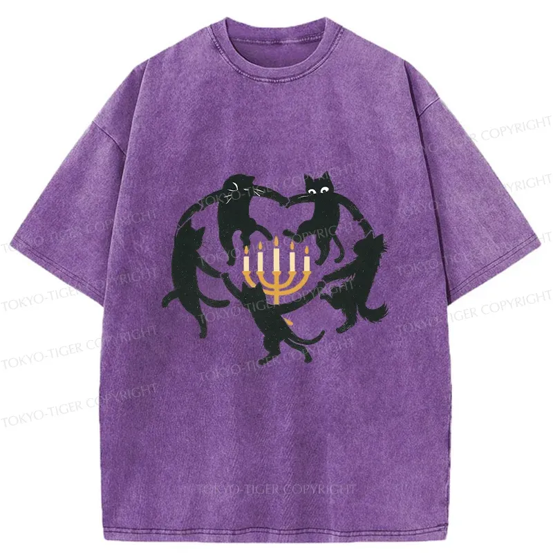 Tokyo-Tiger Hanukkah Black Cat Washed T-Shirt