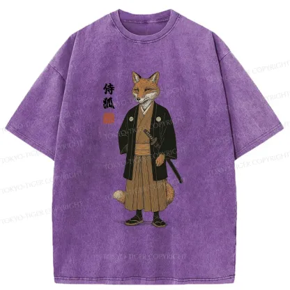 Tokyo-Tiger Fox Samurai Washed T-Shirt