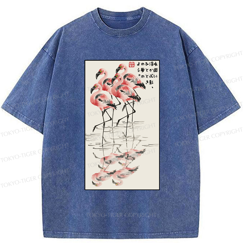 Tokyo-Tiger Flamingo's Grace Washed T-Shirt