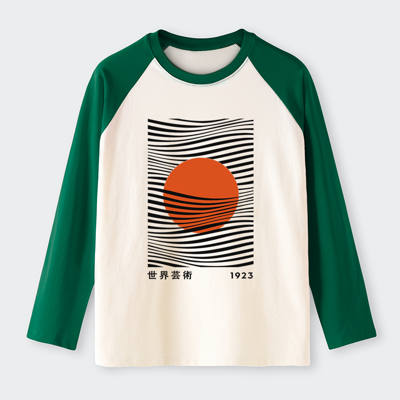 Tokyo-Tiger Minimalist Art Sun Raglan Long Sleeve T-shirt