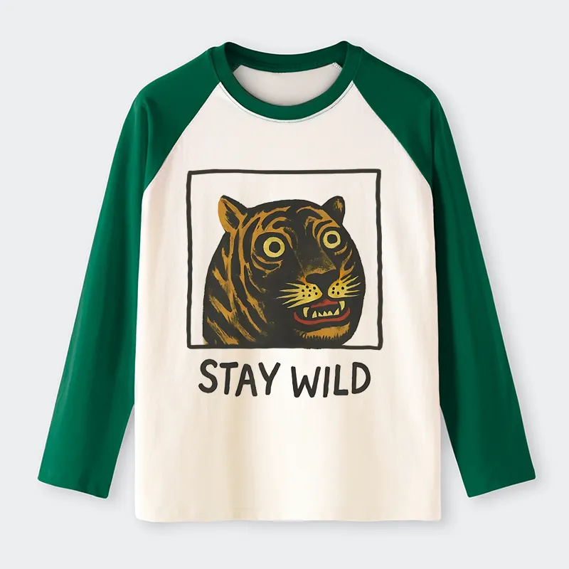 Tokyo-Tiger Silly And Cute Tiger Raglan Long Sleeve T-shirt