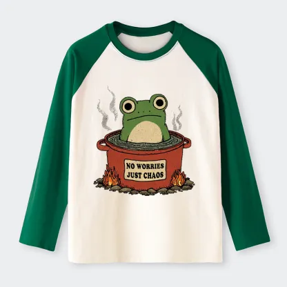 Tokyo-Tiger Frog：No Worries，Just Chaos Raglan Long Sleeve T-shirt