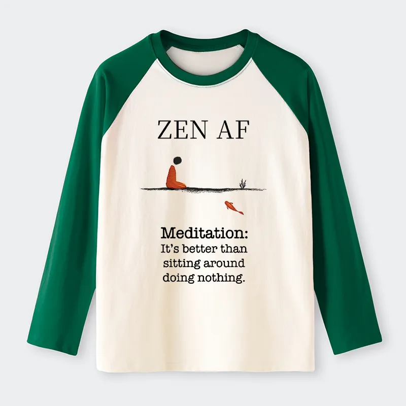 Tokyo-Tiger Zen Vibes Only: The Power of Meditation Raglan Long Sleeve T-shirt