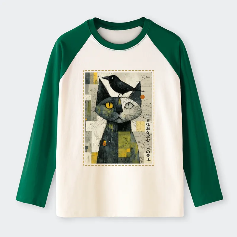 Tokyo-Tiger The Cat And The Crow Are Planning To Rule The World Raglan Long Sleeve T-shirt